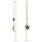 swarovski symbolic drop earrings  moon and star  blue  mixed metal finish