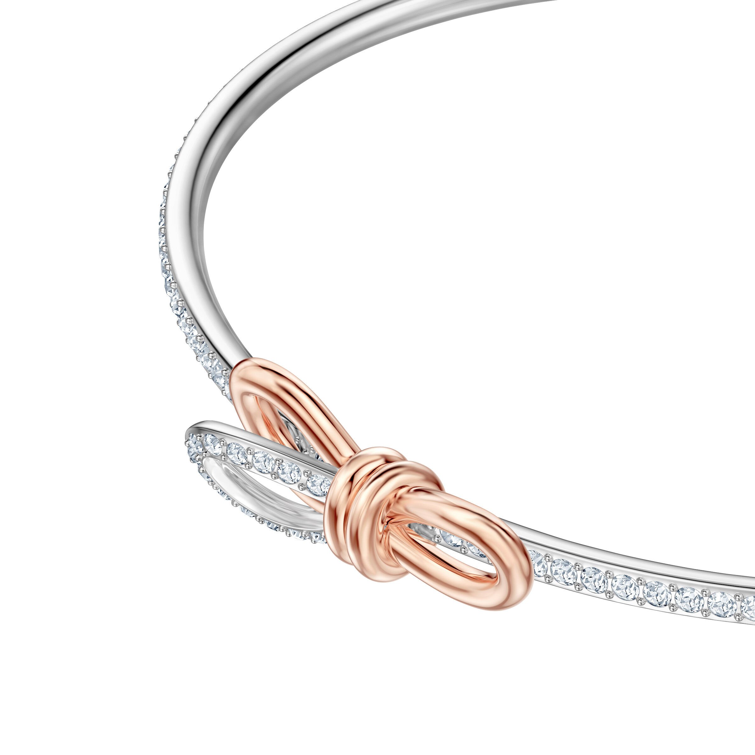 swarovski lifelong bow bangle  bow  white  mixed metal finish