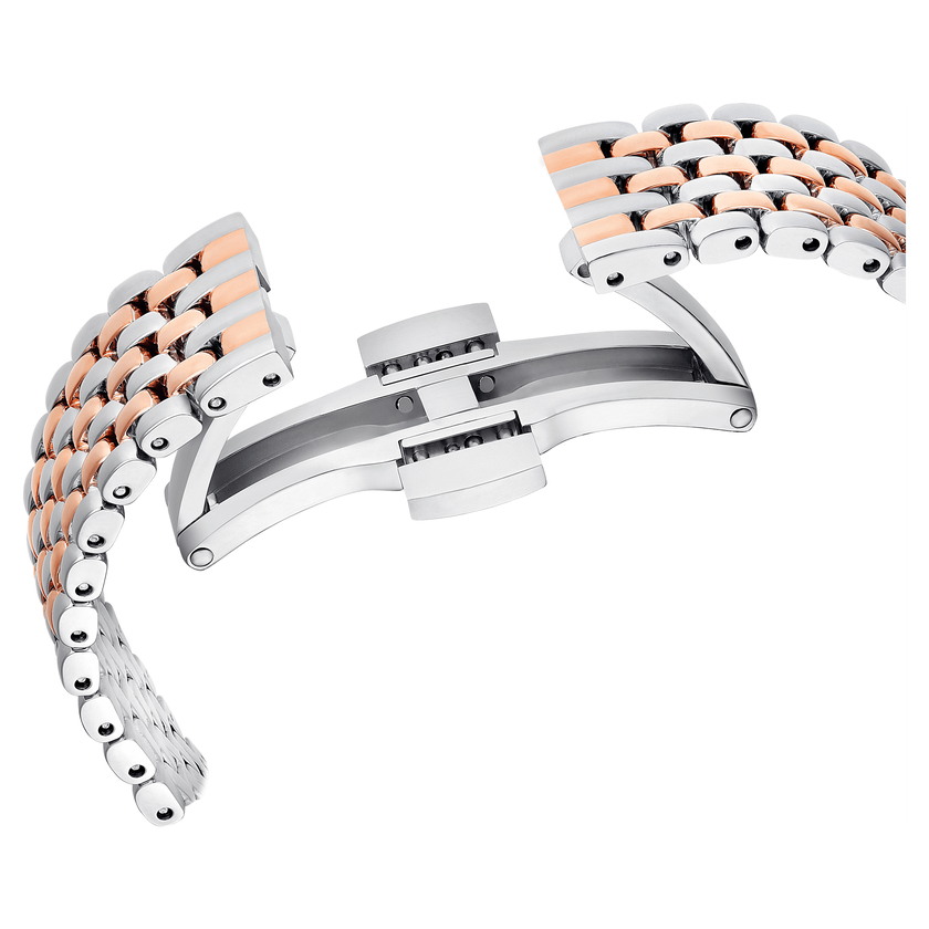 swarovski certa watch  swiss made  metal bracelet  rose gold tone  mixed metal finish