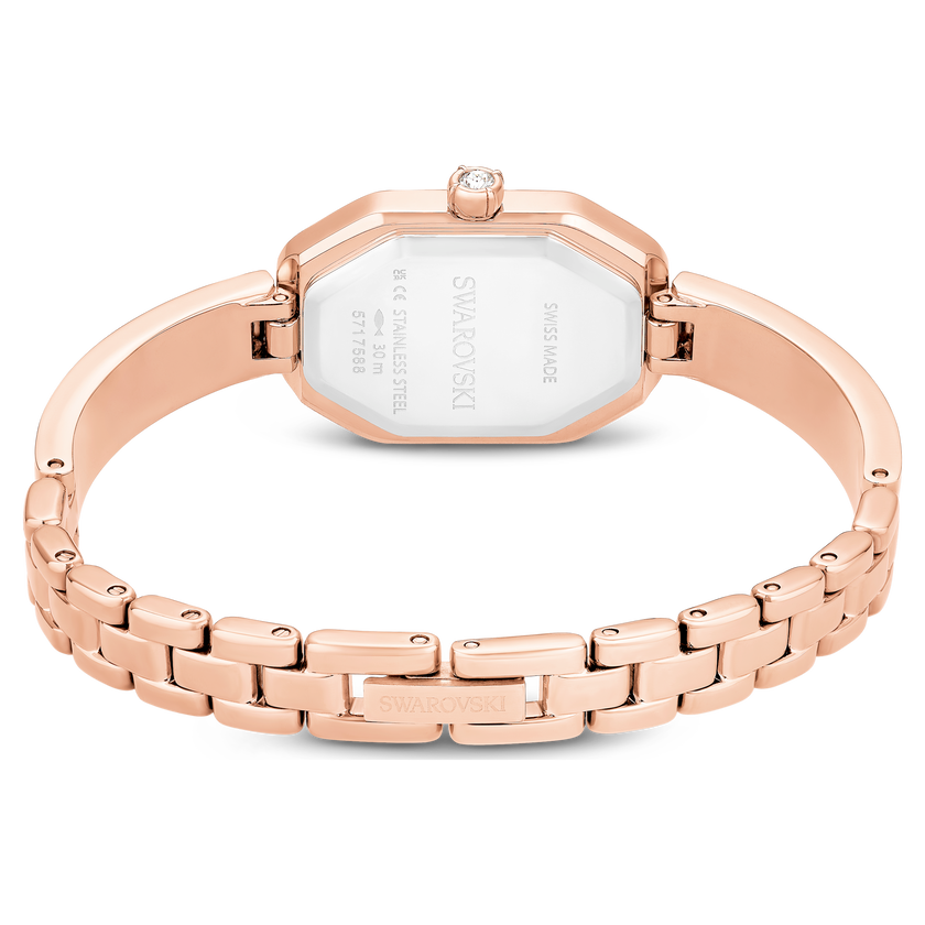 swarovski dextera bangle watch  swiss made  metal bracelet  pink  rose gold tone plated