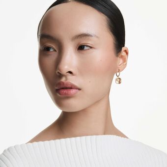 swarovski millenia drop earrings  square cut  caramel  gold tone plated