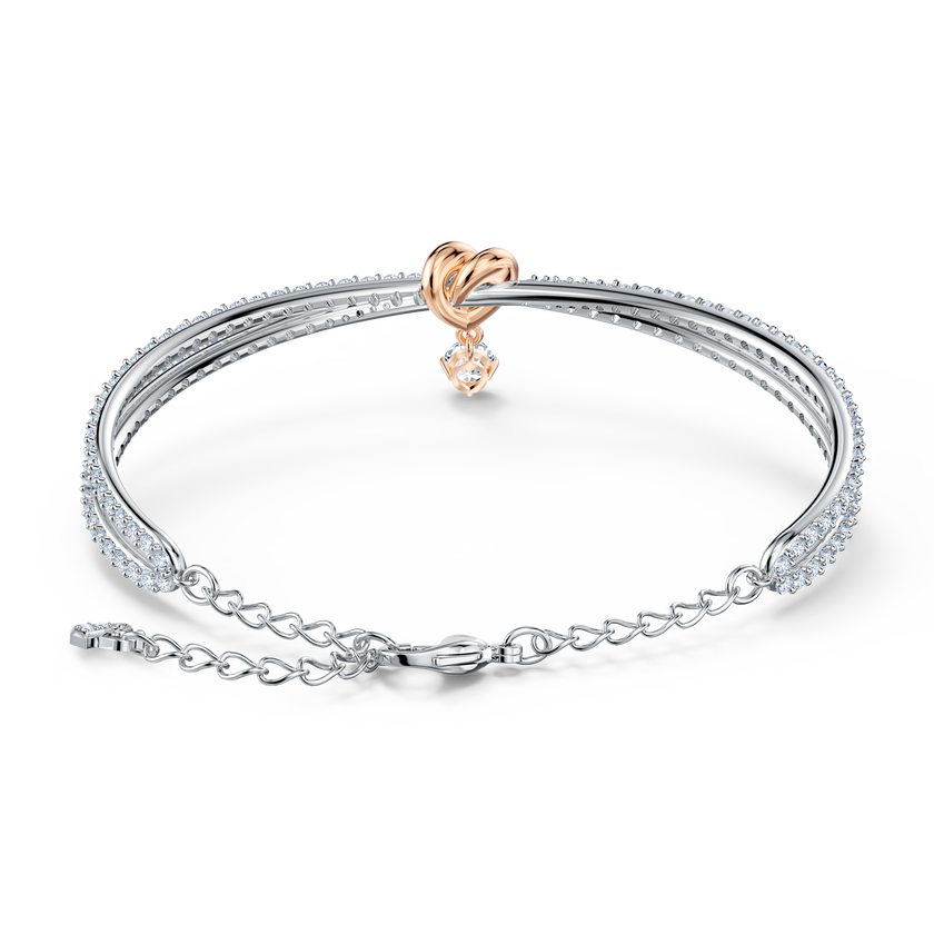 swarovski lifelong heart bangle  white  mixed metal finish