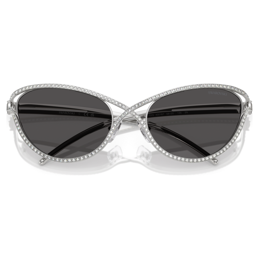 swarovski sunglasses  cat eye shape  sk7025  silver tone