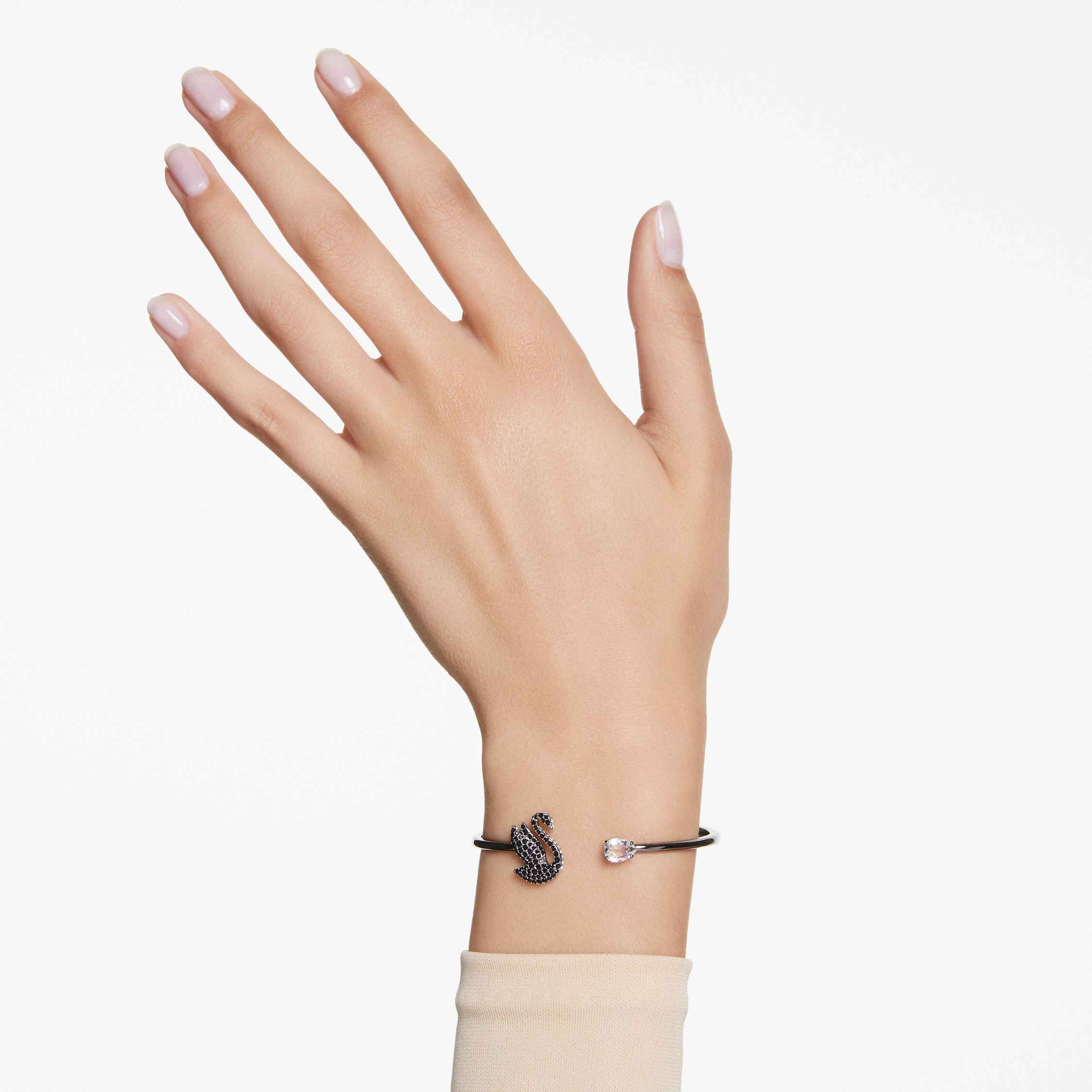 Buy Swarovski Swarovski Swan bangle, Swan, Black, Ruthenium plated