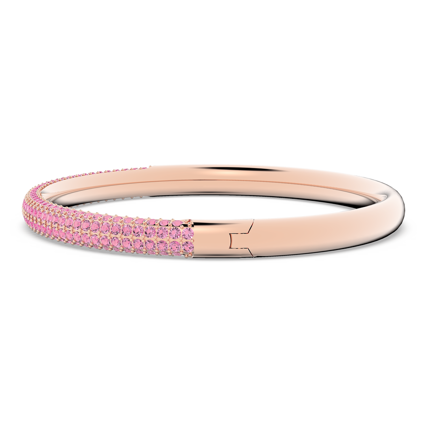 swarovski stone bangle  pink  rose gold tone finish