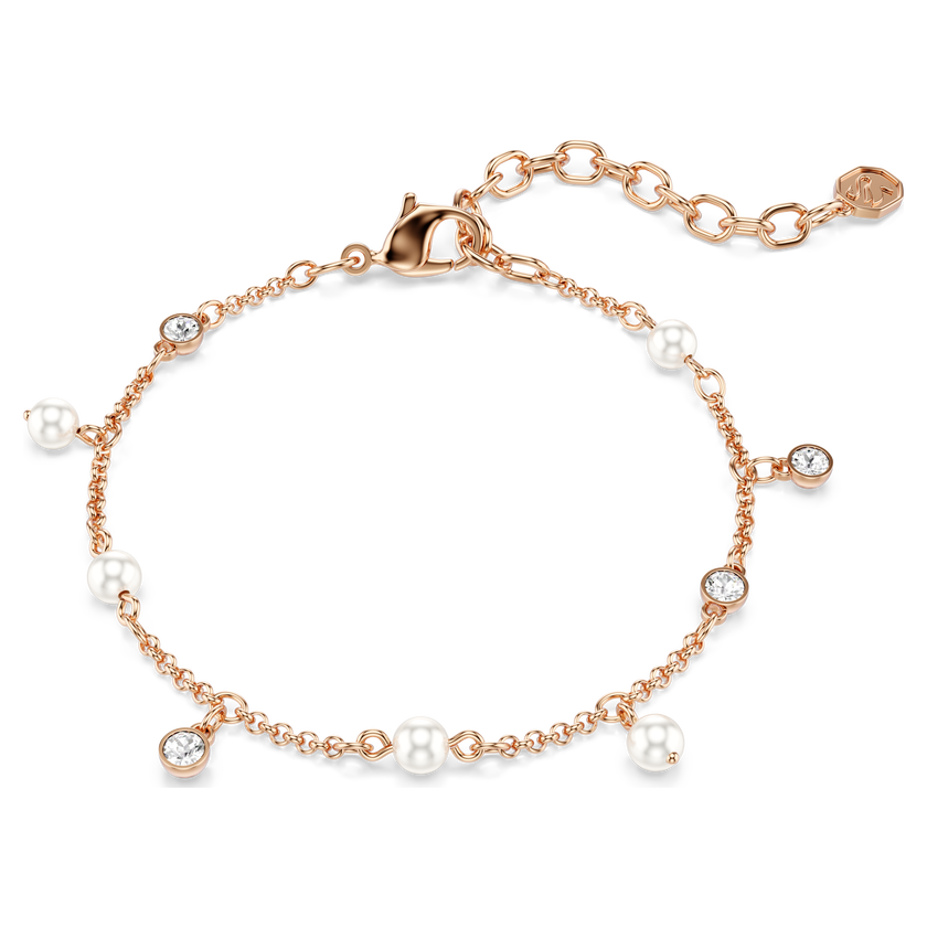 swarovski imber bracelet  crystal pearl  round cut  white  18k rose gold finish