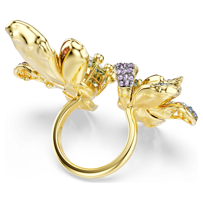 swarovski idyllia ring  mixed cuts  pav   flower  multicolored  mixed metal finish