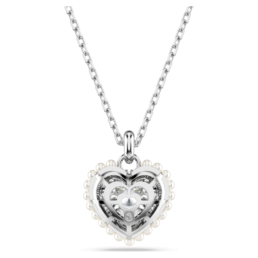 swarovski idyllia pendant  heart  white  rhodium plated