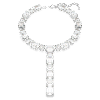 swarovski millenia y necklace  octagon cut  white  rhodium plated