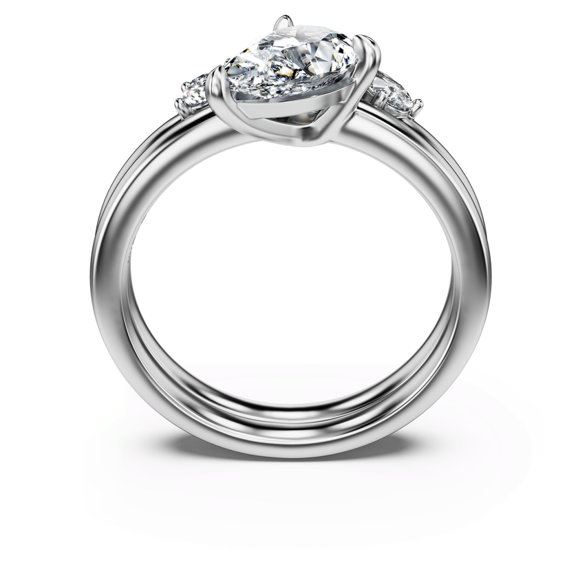 swarovski galaxy ring  set  2   lab grown diamonds 1 4 ct tw  pear shape  18k white gold