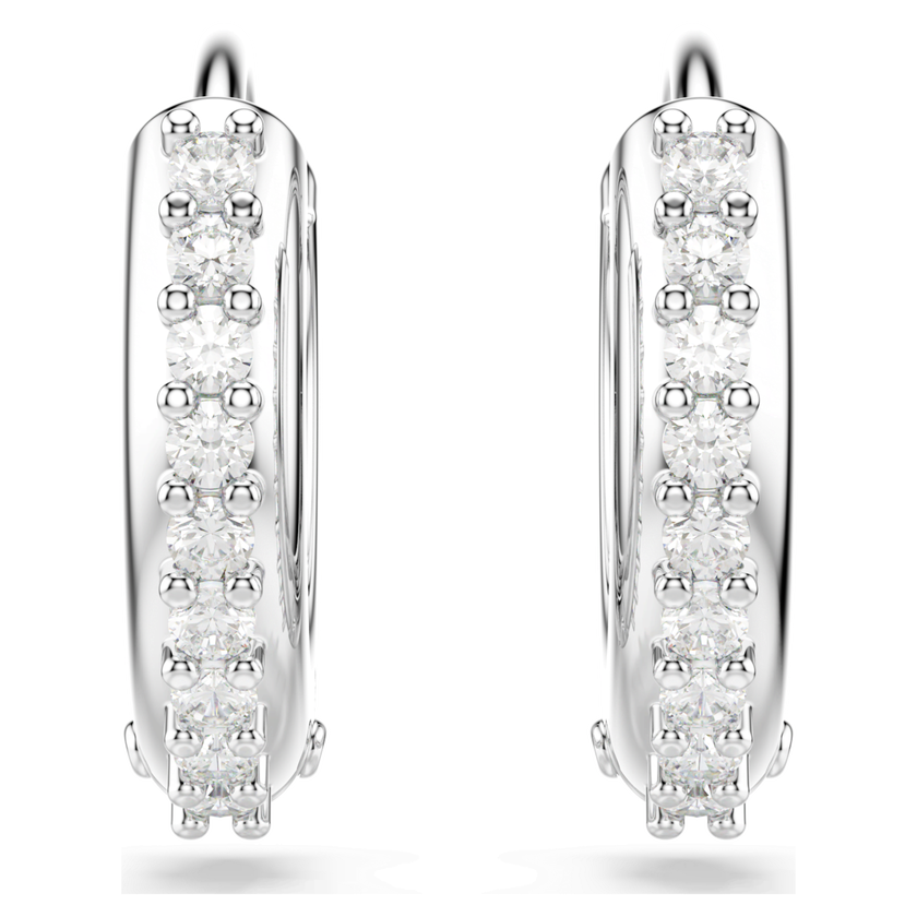 swarovski matrix hoop earrings  round cut  white  rhodium plated