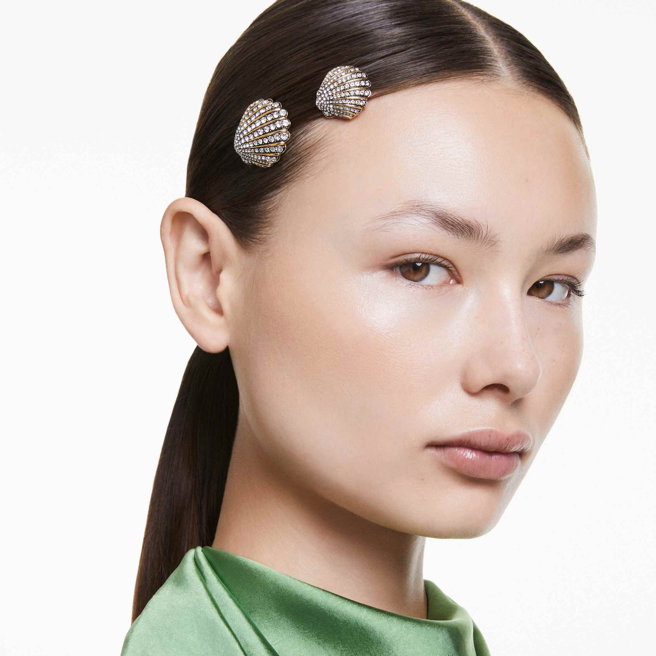 swarovski idyllia hair pin  set  2   shell  white  mixed metal finish