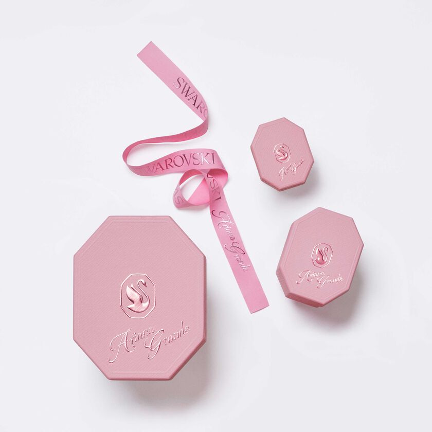 ariana grande x swarovski set  mixed cuts  heart  white  rhodium plated