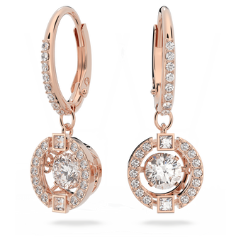 swarovski una drop earrings round cut white rose gold tone plated