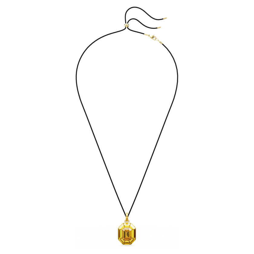 swarovski lucent pendant  octagon shape  yellow  gold tone plated