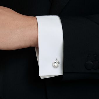 swarovski una angelic cufflinks  round cut  white  rhodium plated