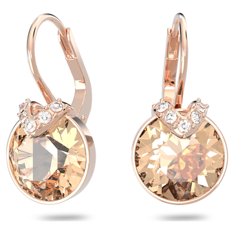 swarovski bella v drop earrings  round cut  gold tone  rose gold tone plated