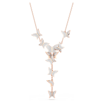 swarovski lilia y necklace  butterfly  white  rose gold tone plated