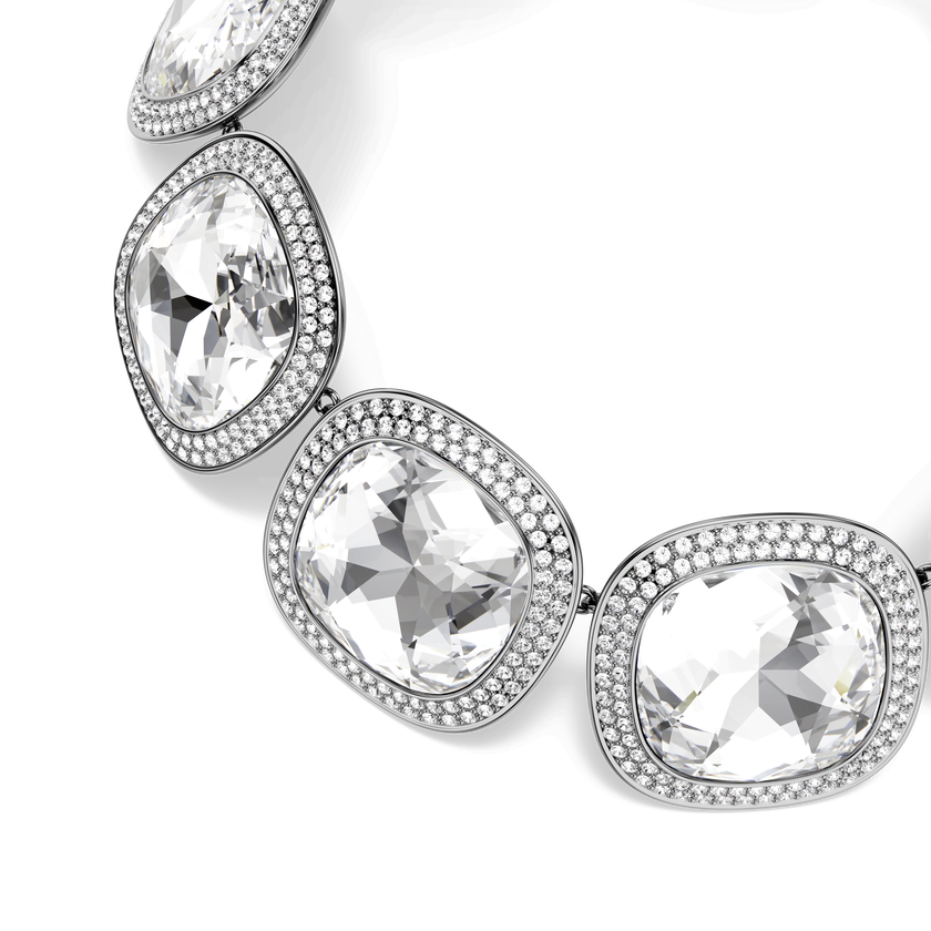 swarovski una angelic choker  cushion cut  white  ruthenium plated