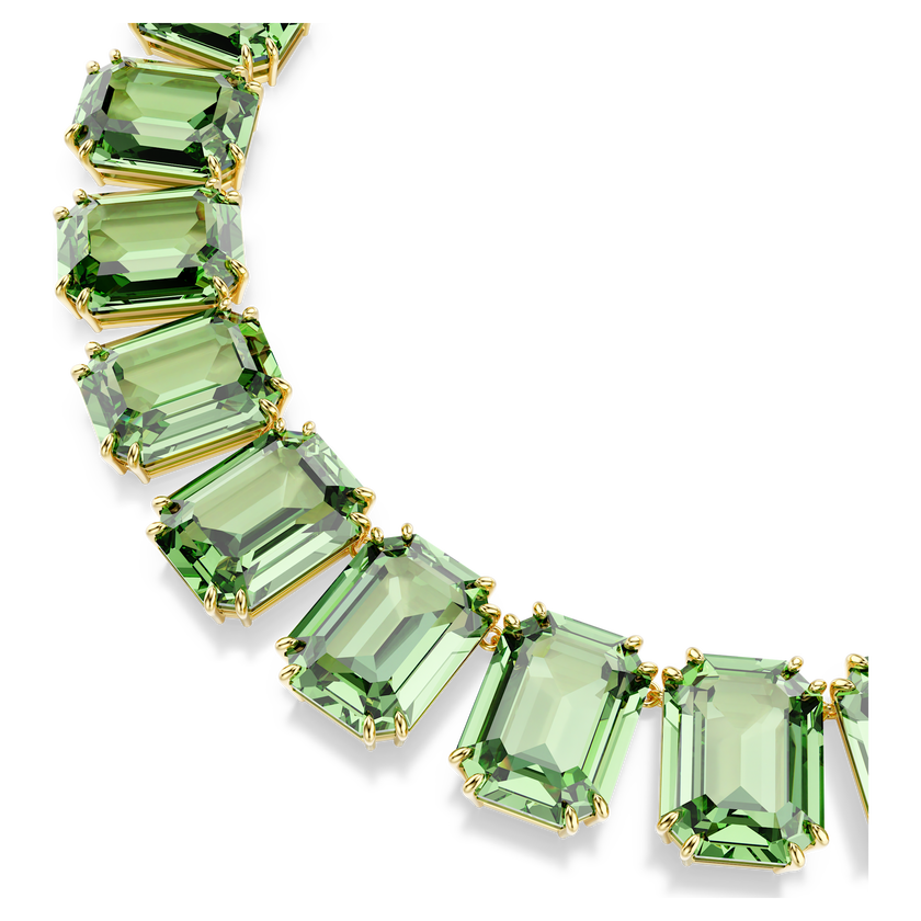 swarovski millenia tennis necklace  octagon cut  green  gold tone plated