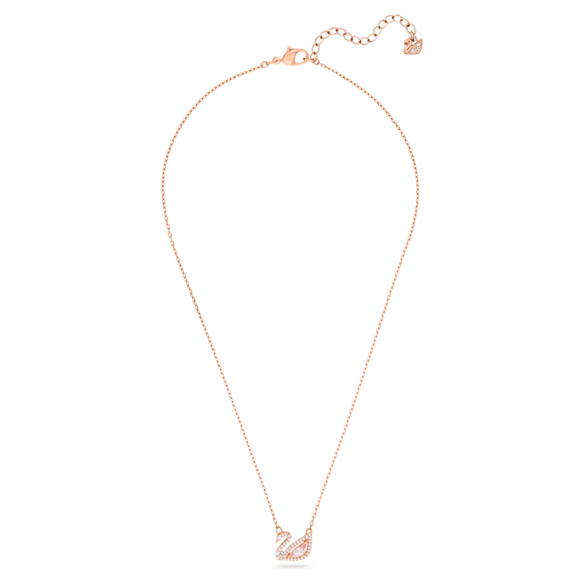 swarovski swan necklace  swan  pink  rose gold tone plated