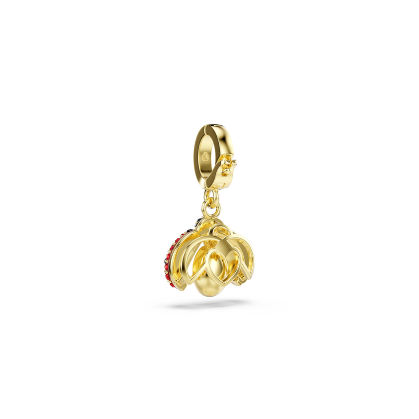 swarovski idyllia charm  mixed cuts  ladybug  red  gold tone plated