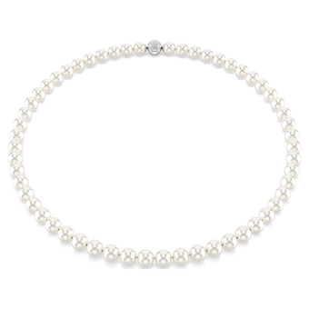 swarovski matrix necklace  crystal pearl  white  rhodium plated