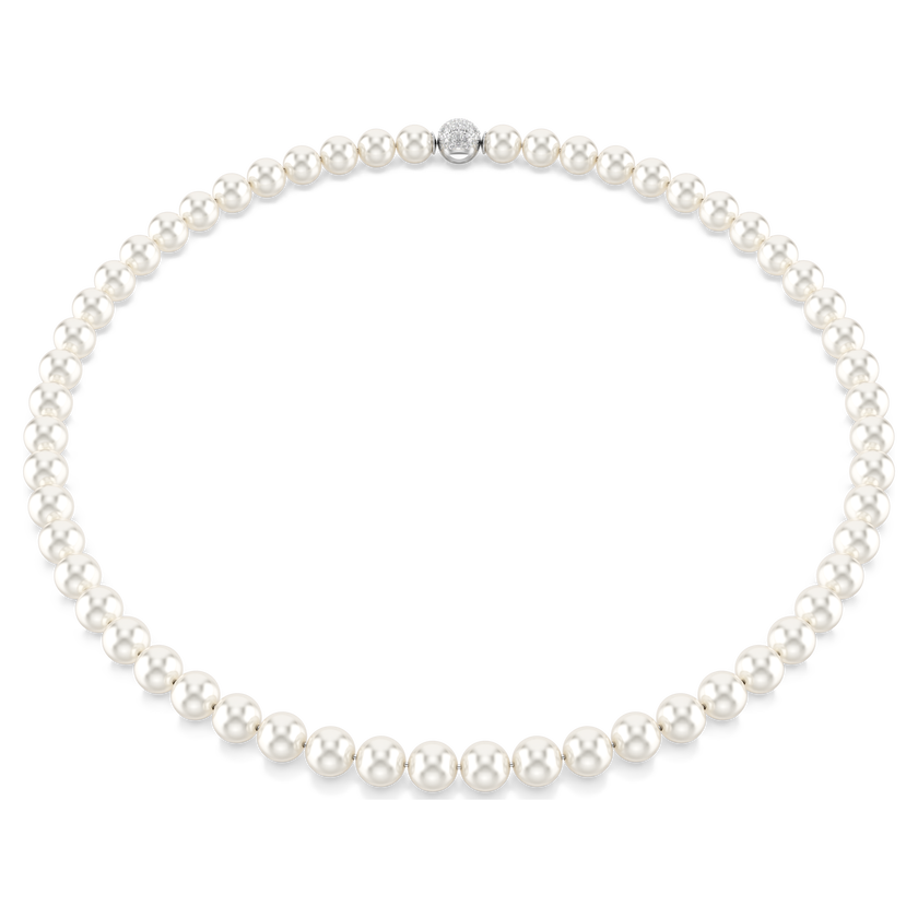 swarovski matrix necklace  crystal pearl  white  rhodium plated