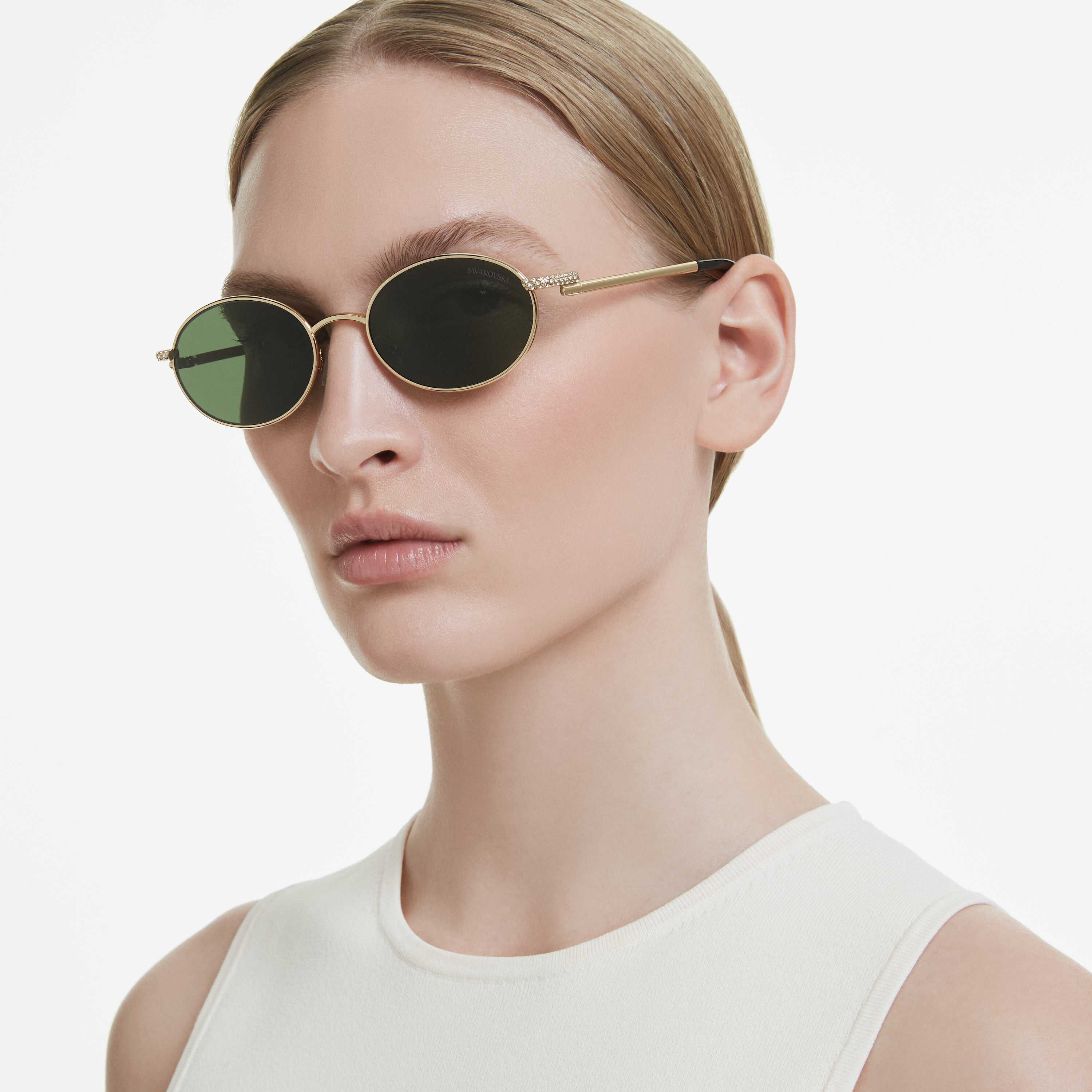 swarovski sunglasses  round shape  green