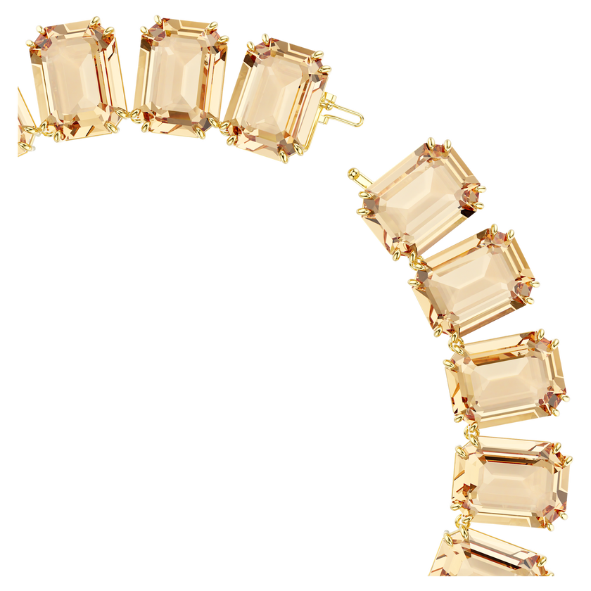 swarovski millenia tennis necklace  oversized crystals  octagon cut  caramel  gold tone plated