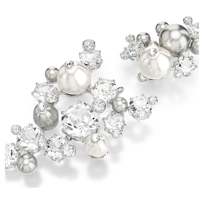 swarovski constella earrings  crystal pearl  round cut  white  rhodium plated