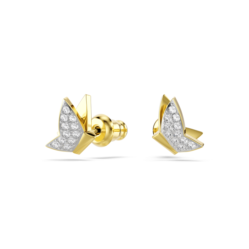 swarovski idyllia lilia stud earrings  butterfly  white  18k gold finish