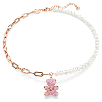 swarovski teddy pendant bear pink rose gold tone plated