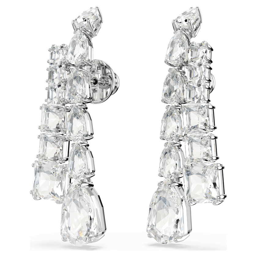 swarovski matrix drop earrings  mixed cuts  white  rhodium plated