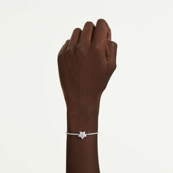 swarovski sublima bracelet  round cut  star  white  rhodium plated