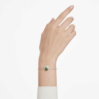 swarovski idyllia bangle  mixed cuts  shell  green  gold tone plated