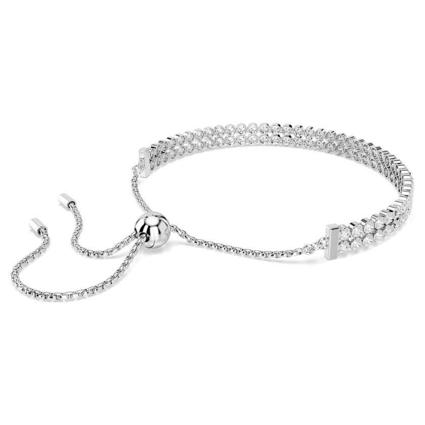 swarovski matrix tennis bracelet  round cut  white  rhodium plated