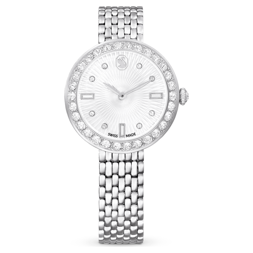 swarovski certa watch  swiss made  metal bracelet  silver tone  stainless steel