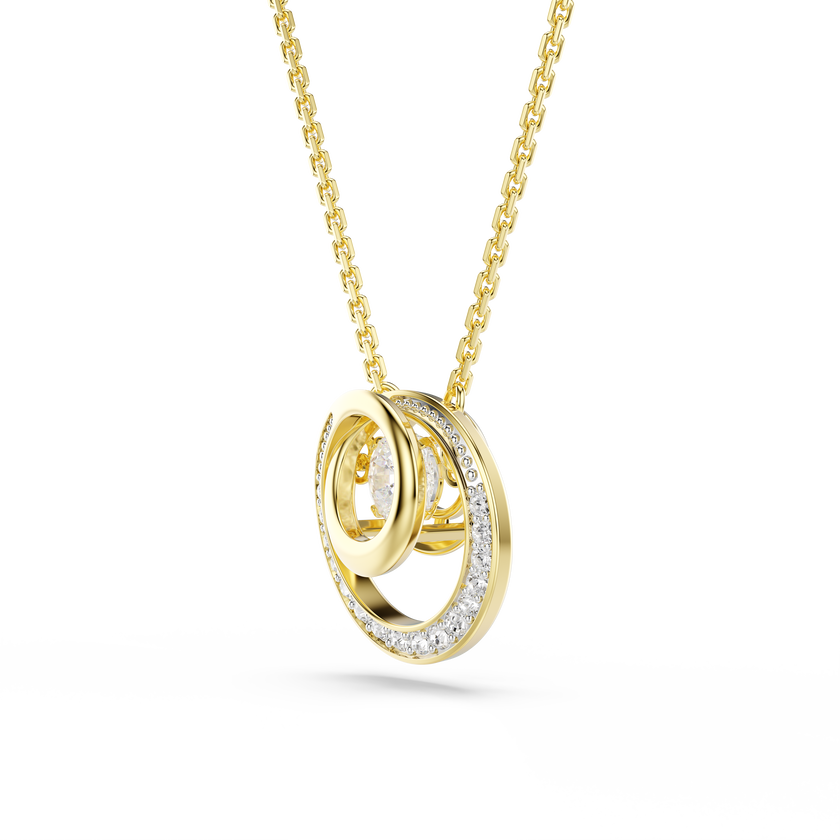 swarovski hyperbola pendant  round cut  white  gold tone plated