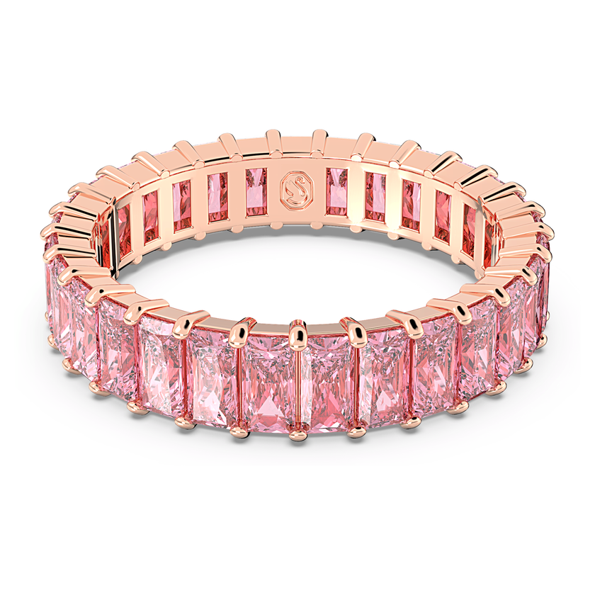 swarovski matrix ring  baguette cut  pink  18k rose gold finish