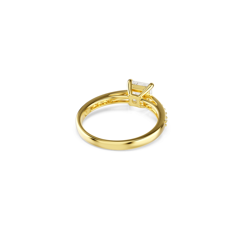 swarovski attract ring  square cut  pav   white  18k gold finish