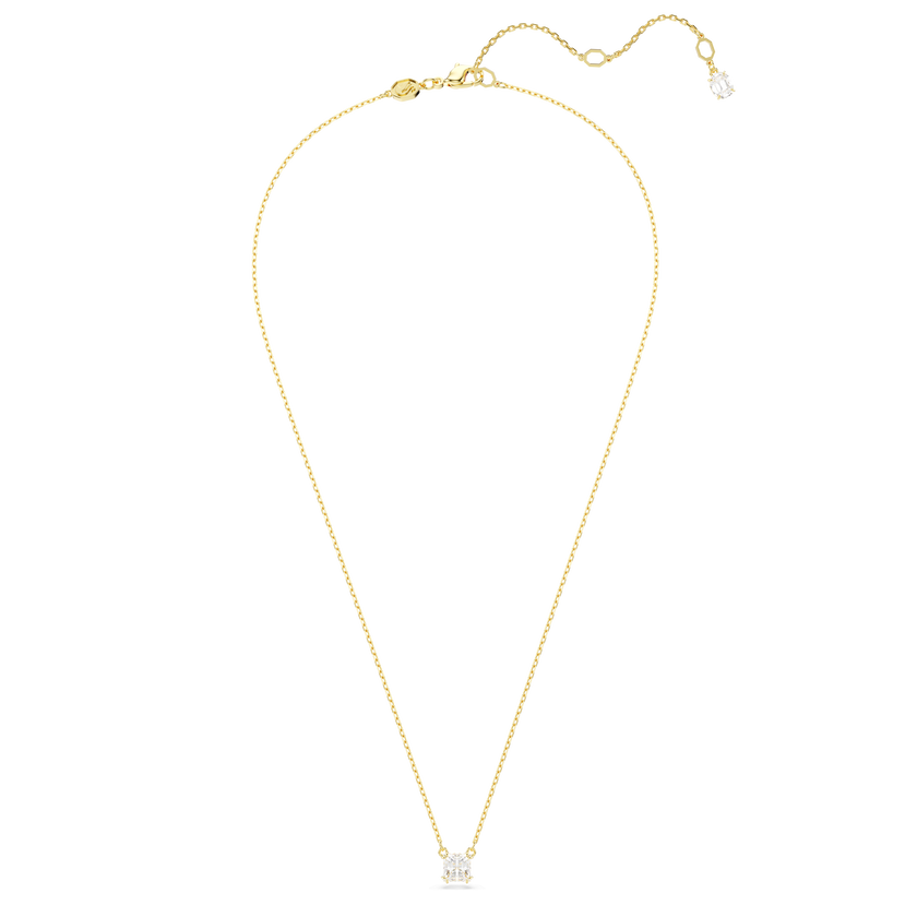 swarovski stilla attract pendant  square cut  white  18k gold finish