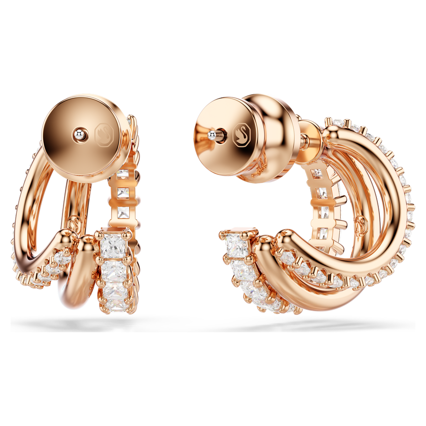 swarovski hyperbola hoop earrings  mixed cuts  mini  white  rose gold tone plated