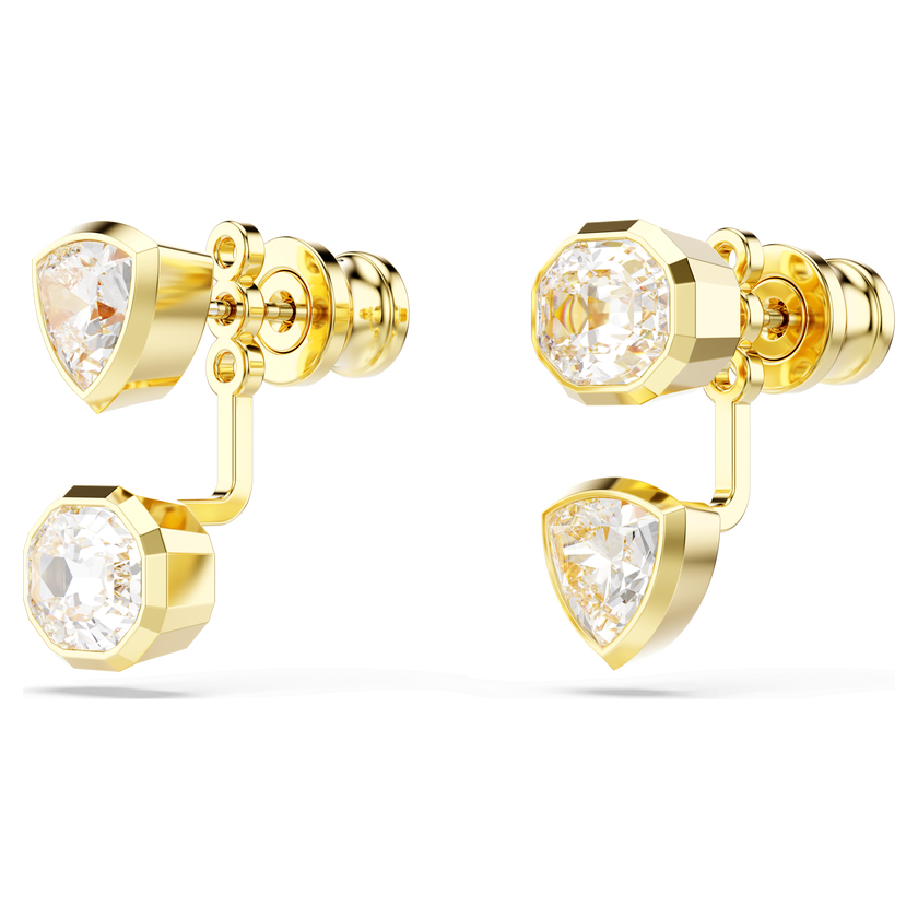 swarovski imber earring jackets  asymmetrical design  mixed cuts  white  gold tone plated