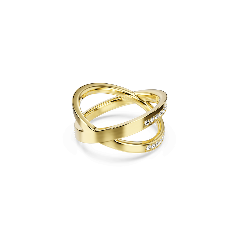 swarovski delta band ring  round cut  white  18k gold finish