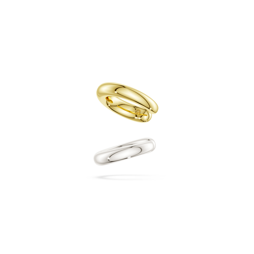 swarovski classica ear cuffs  round cut  white  sterling silver  18k gold finish