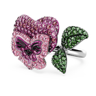 Alice in Wonderland cocktail ring, Flower, Multicolored, Rhodium plated