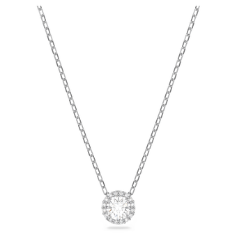 swarovski angelic pendant  round cut  white  rhodium plated