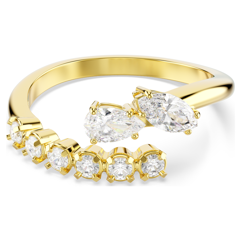 swarovski mesmera open ring  mixed cuts  white  18k gold finish