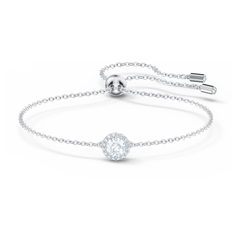 swarovski angelic bracelet  round cut  white  rhodium plated